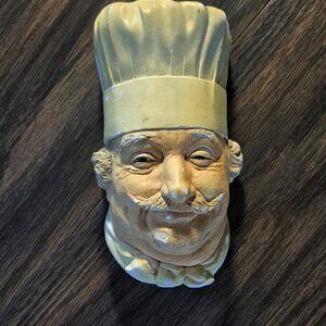 Vintage (1969) BOSSONS Chalkware Wall Plaque of Chef's Head (Made in England)